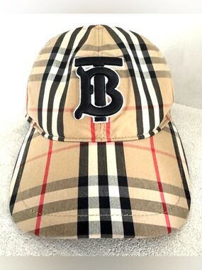 BURBERRY TB Monogram Vintage Check Baseball Cap Hat Size M